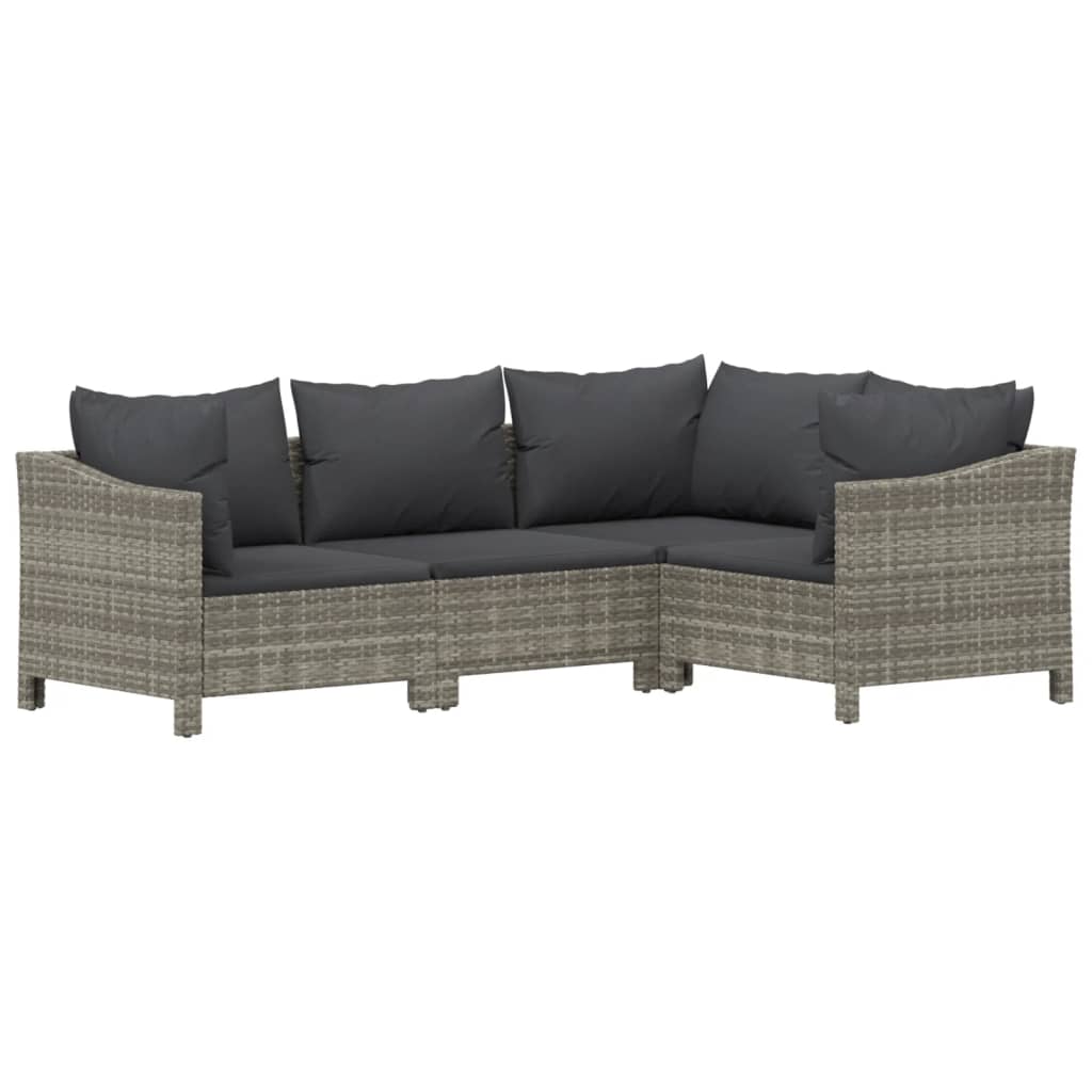 4-dijelna vrtna garnitura od poliratana s jastucima siva