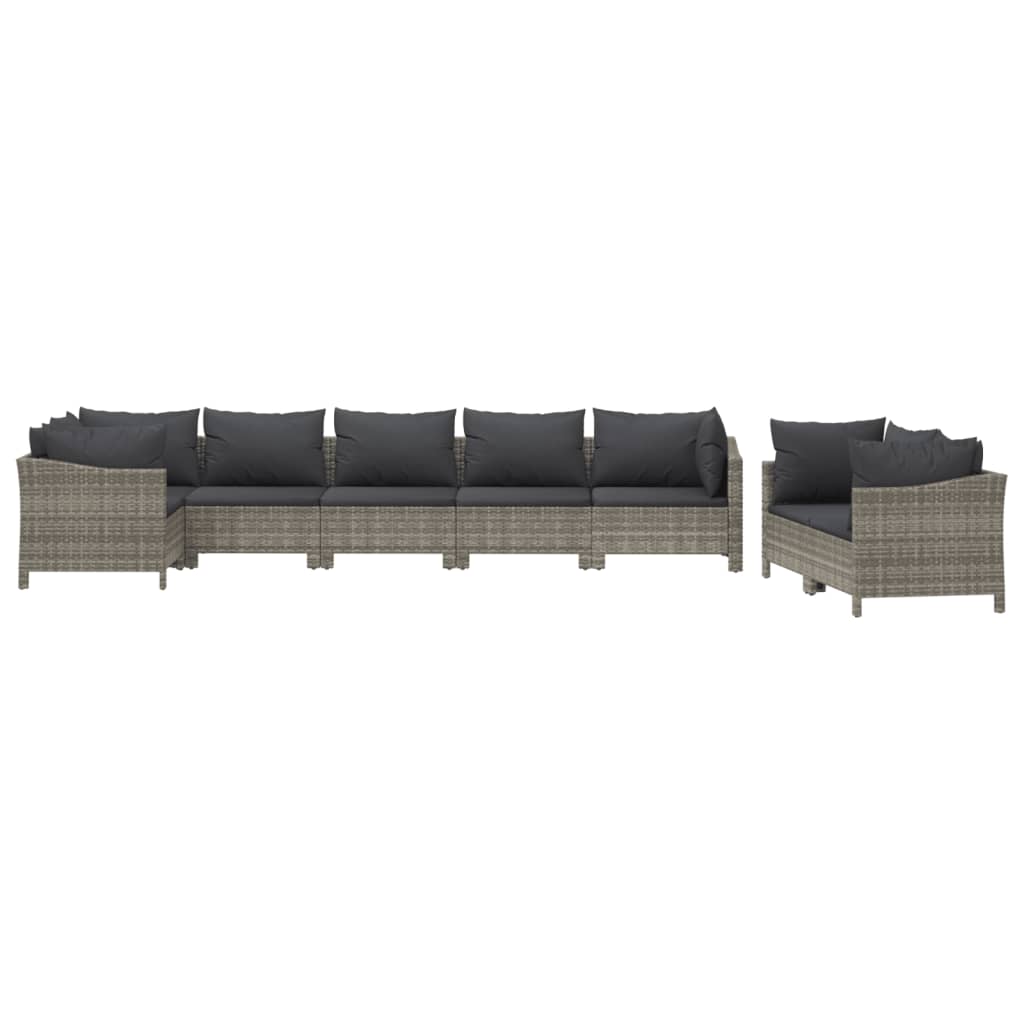 8-dijelna vrtna garnitura od poliratana s jastucima siva