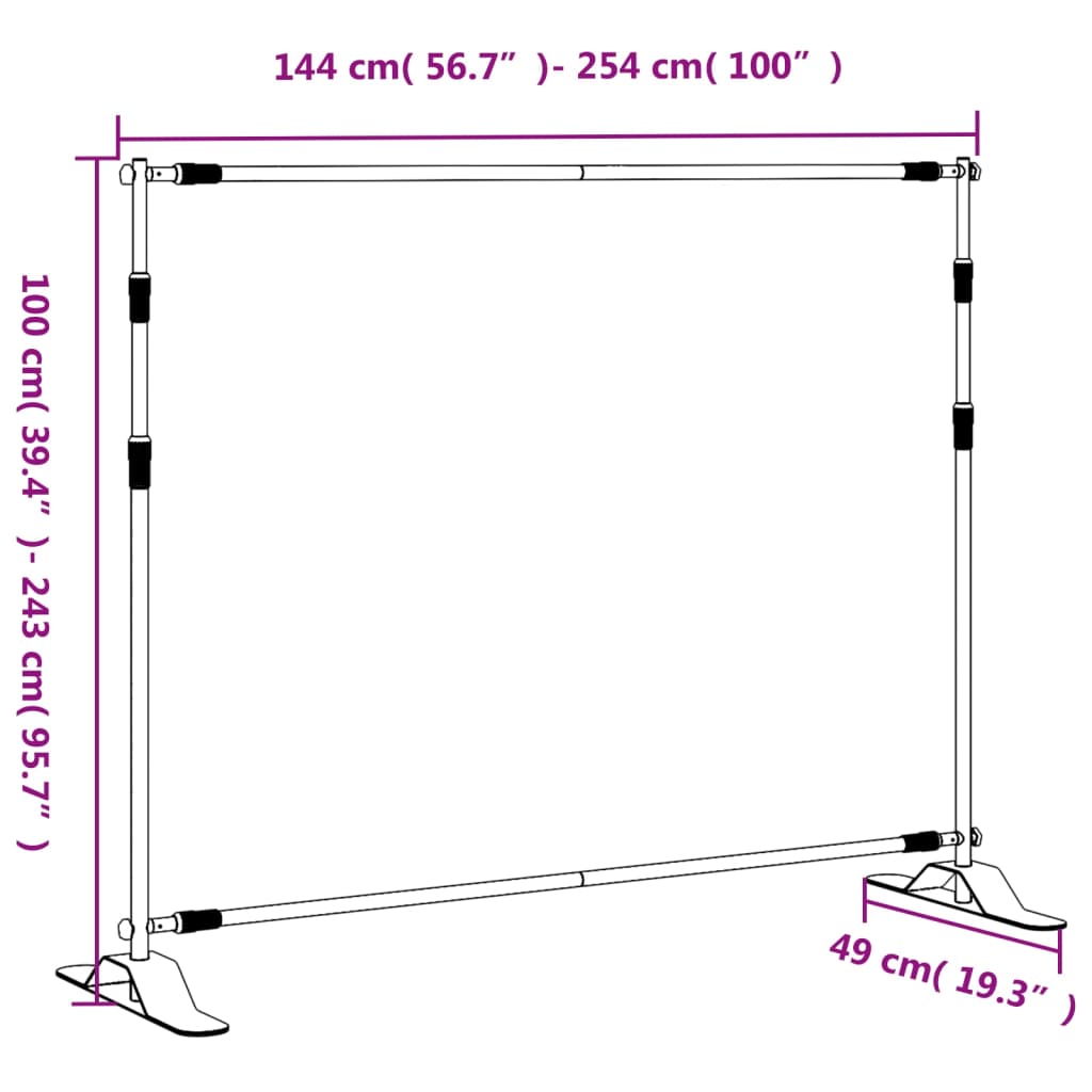Stalci za pozadinu 2 kom crni 254 x 243 cm čelični