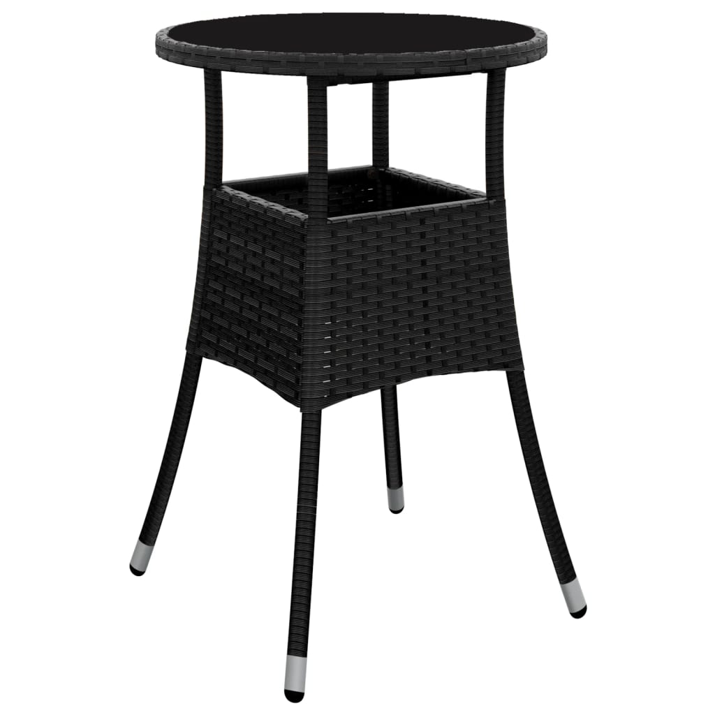 5-dijelni vrtni bistro set od poliratana s jastucima crni