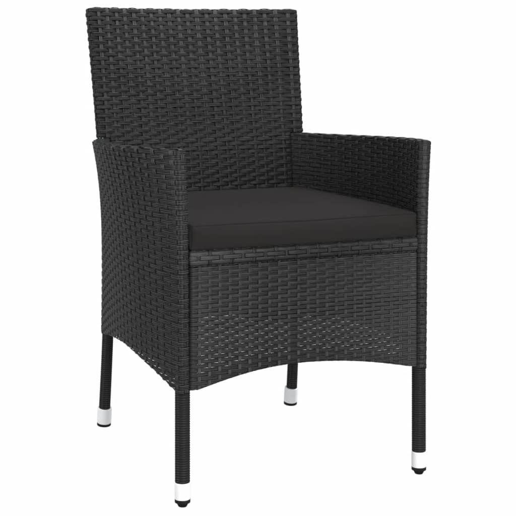 3-dijelni vrtni bistro set od poliratana s jastucima crni