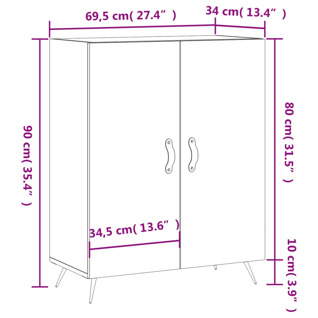 Komoda siva boja betona 69,5x34x90 cm od konstruiranog drva