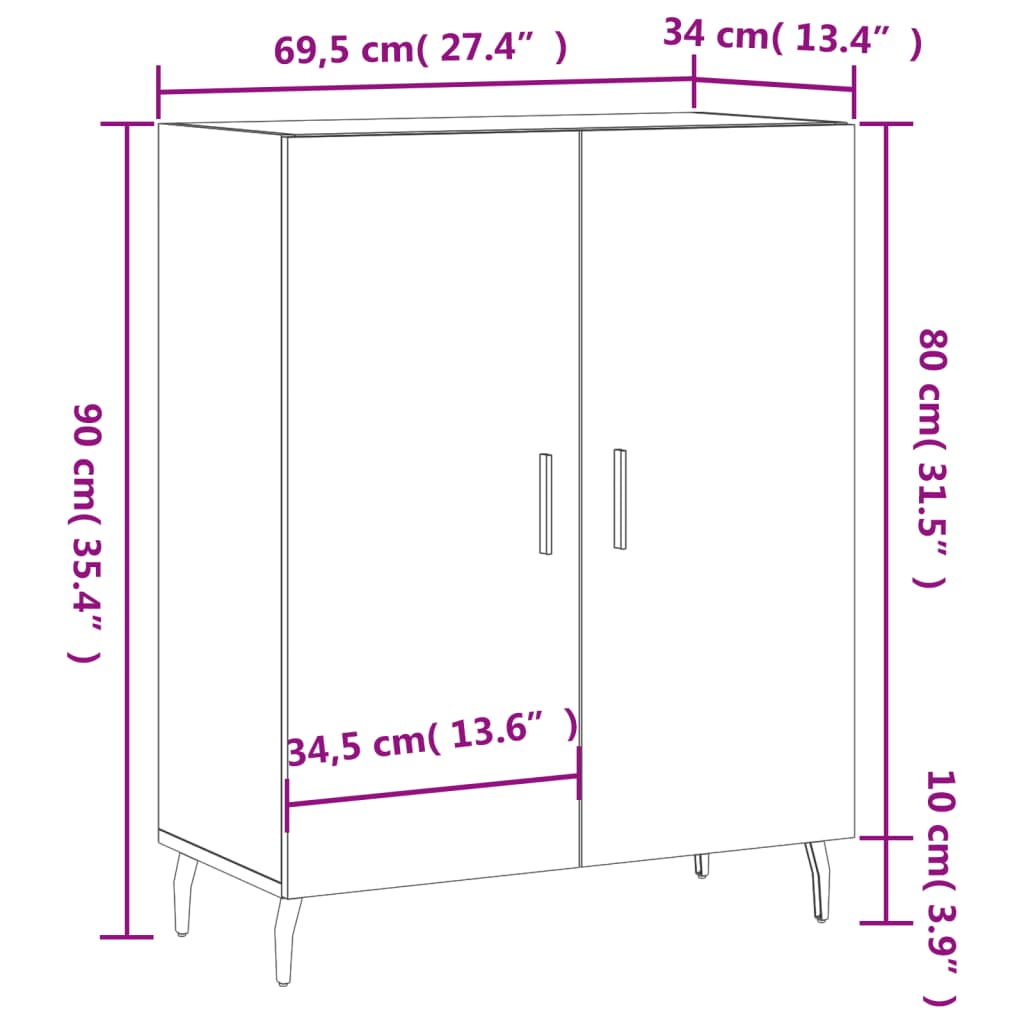 Komoda bijela 69,5x34x90 cm od konstruiranog drva
