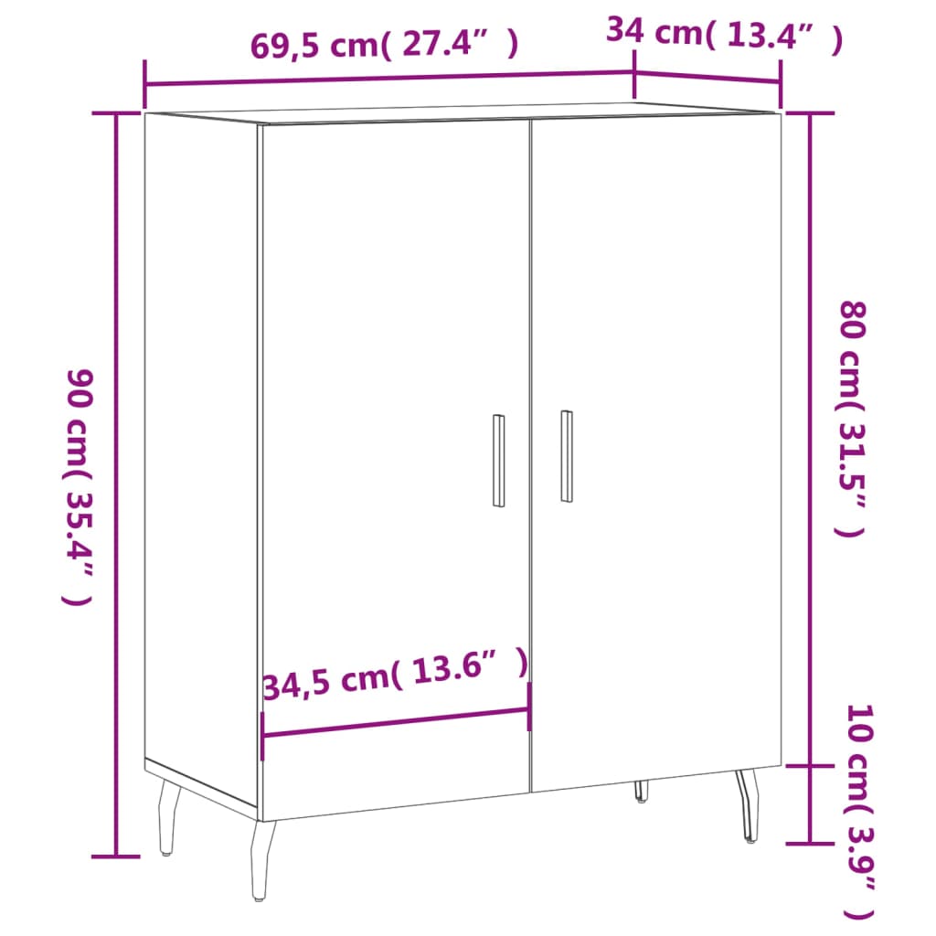 Komoda boja hrasta sonome 69,5 x 34 x 90 cm konstruirano drvo