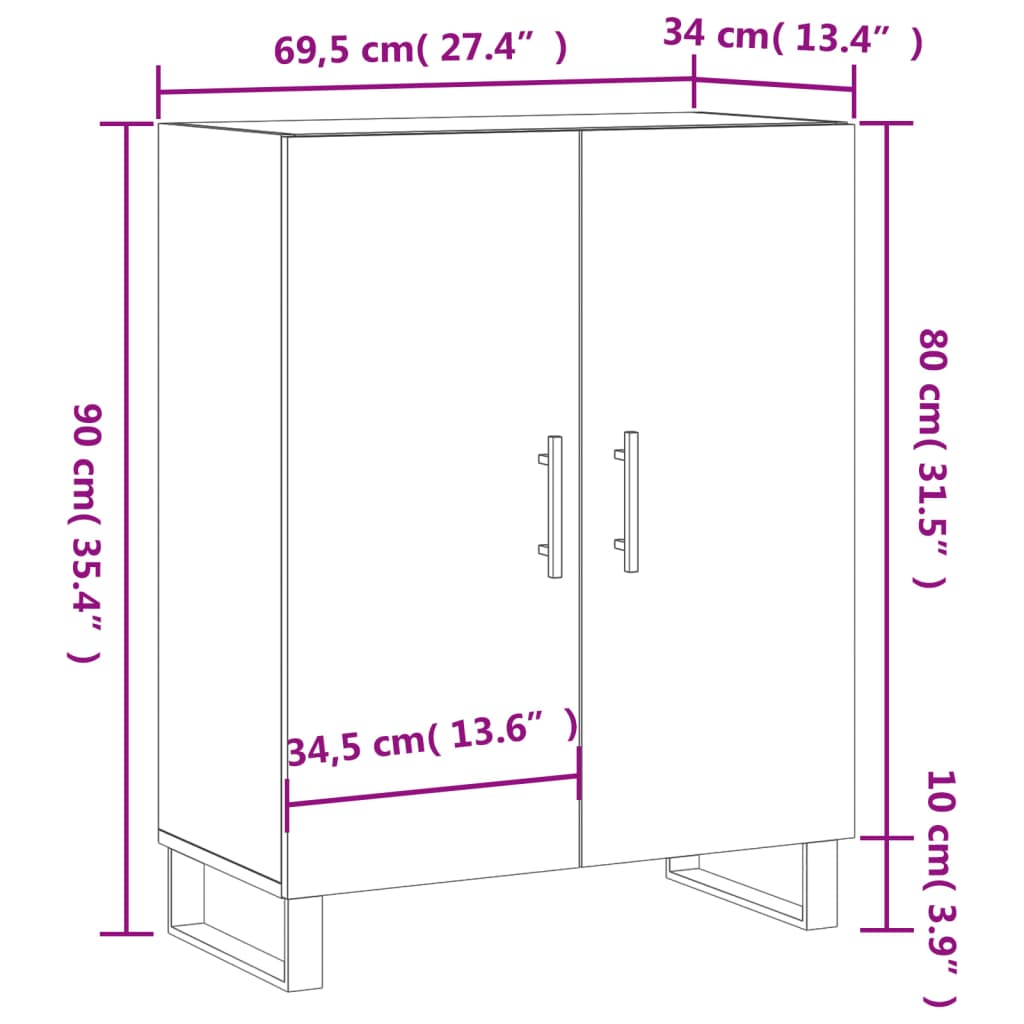 Komoda sjajna bijela 69,5x34x90 cm od konstruiranog drva