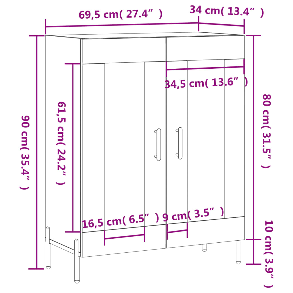 Komoda boja hrasta sonome 69,5 x 34 x 90 cm konstruirano drvo