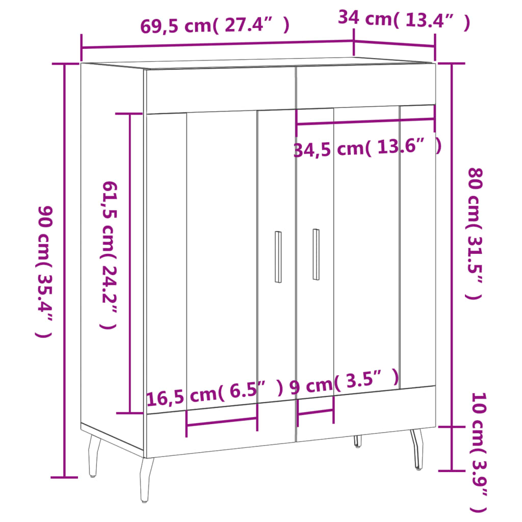 Komoda siva boja betona 69,5x34x90 cm od konstruiranog drva