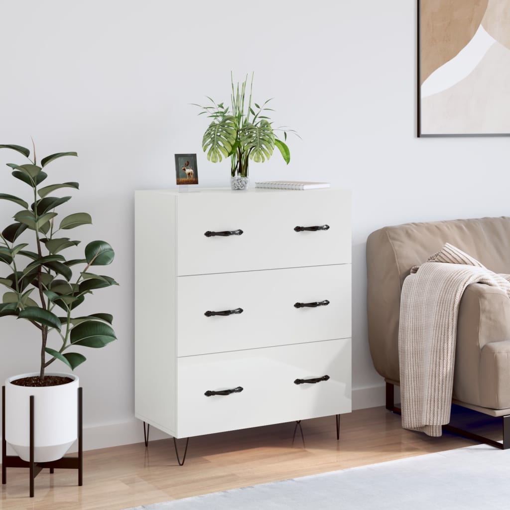 Komoda sjajna bijela 69,5x34x90 cm od konstruiranog drva