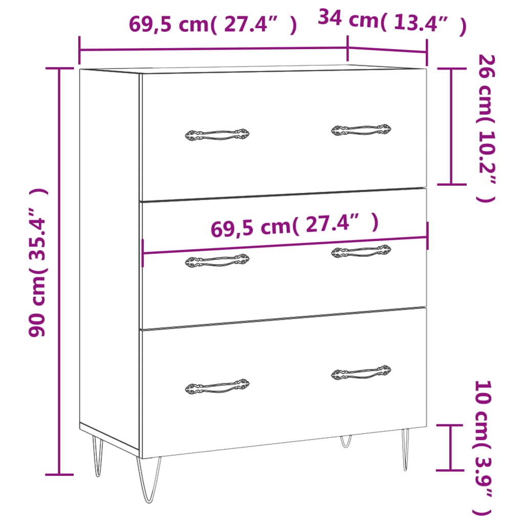 Komoda siva boja betona 69,5x34x90 cm od konstruiranog drva