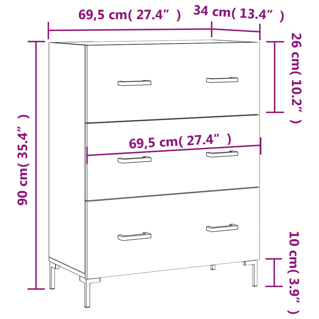 Komoda boja hrasta sonome 69,5x34x90 cm od konstruiranog drva
