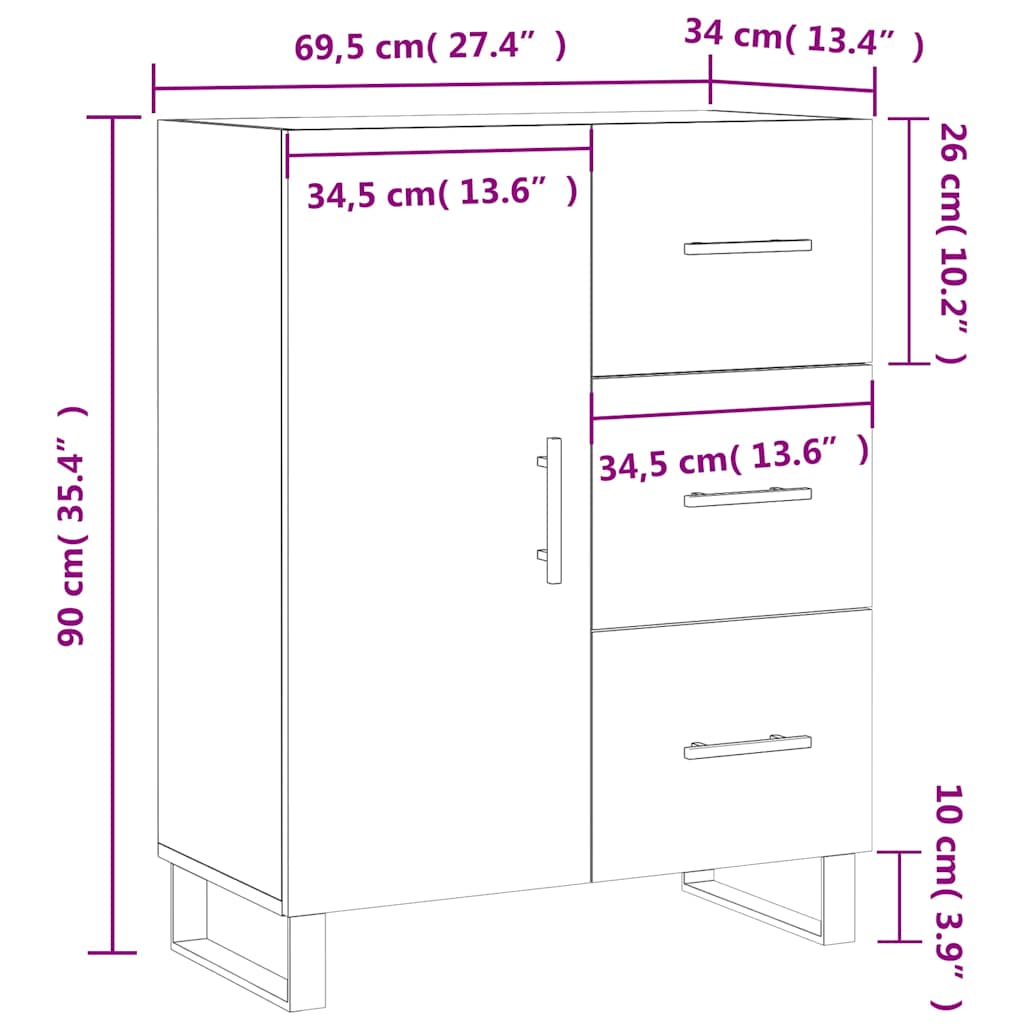 Komoda siva boja betona 69,5x34x90 cm od konstruiranog drva