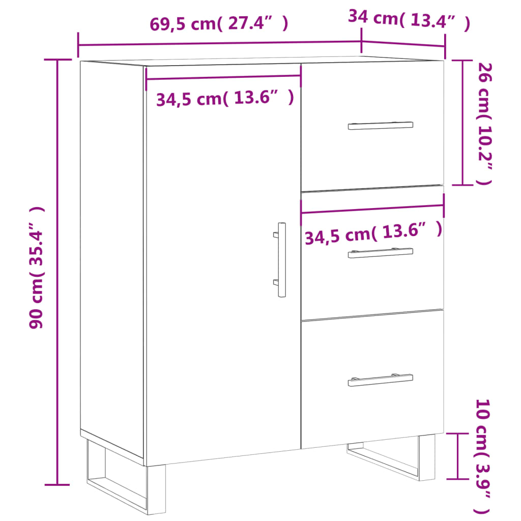 Komoda boja hrasta sonome 69,5 x 34 x 90 cm konstruirano drvo
