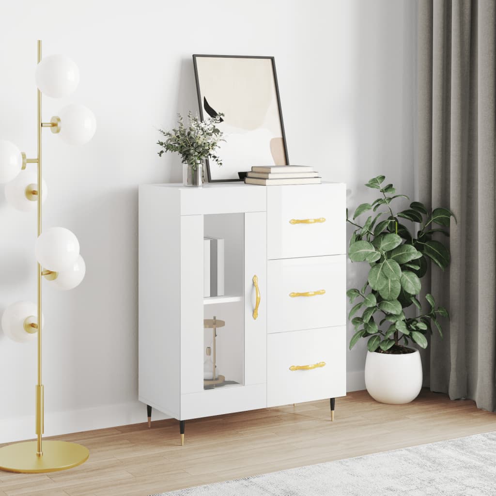 Komoda sjajna bijela 69,5x34x90 cm od konstruiranog drva