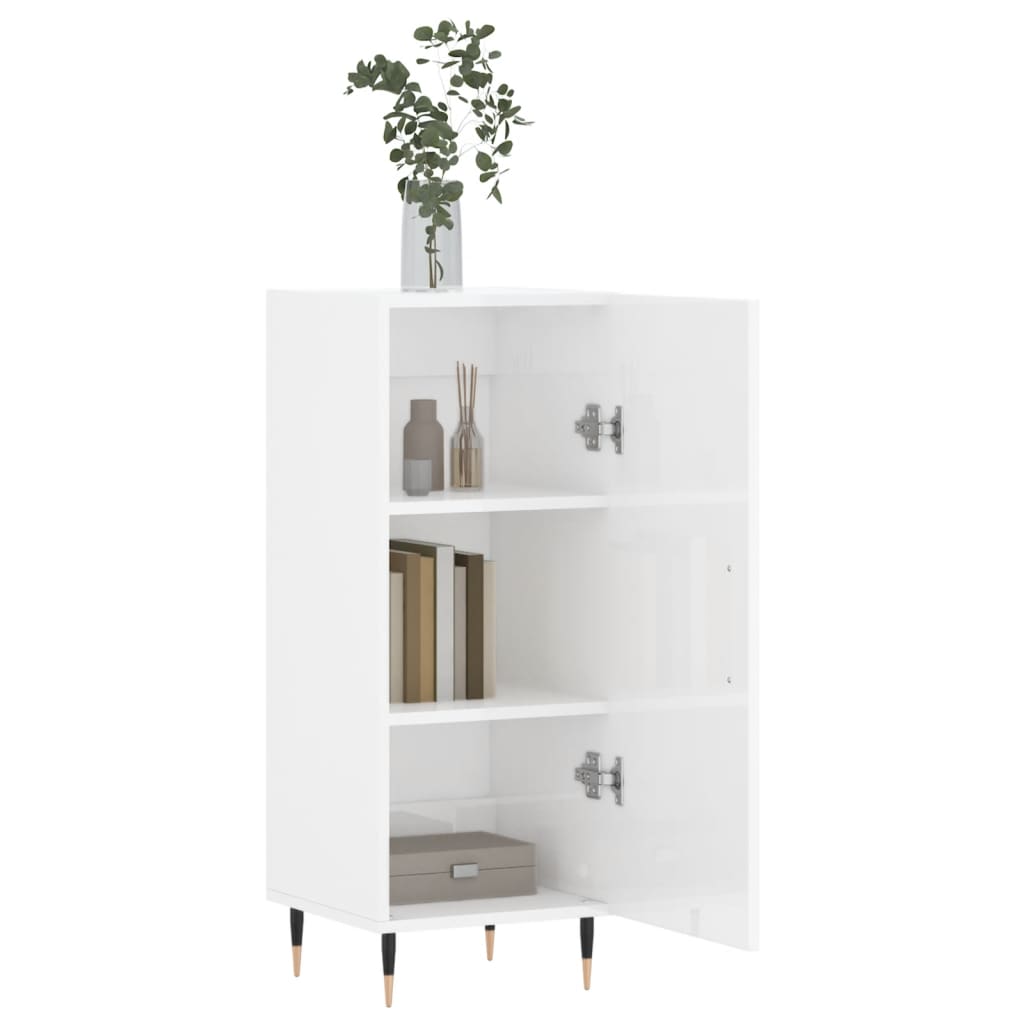 Komoda sjajna bijela 34,5 x 34 x 90 cm od konstruiranog drva