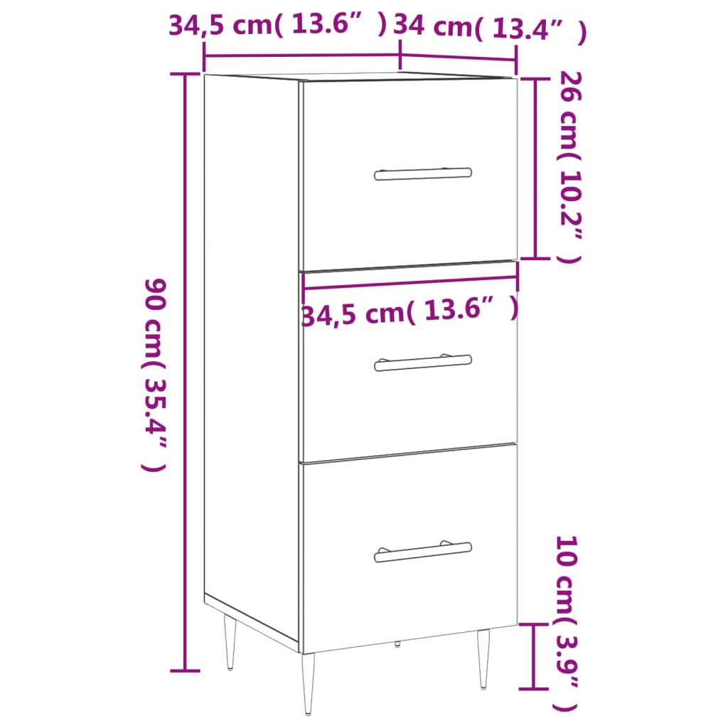 Komoda siva boja betona 34,5x34x90 cm od konstruiranog drva