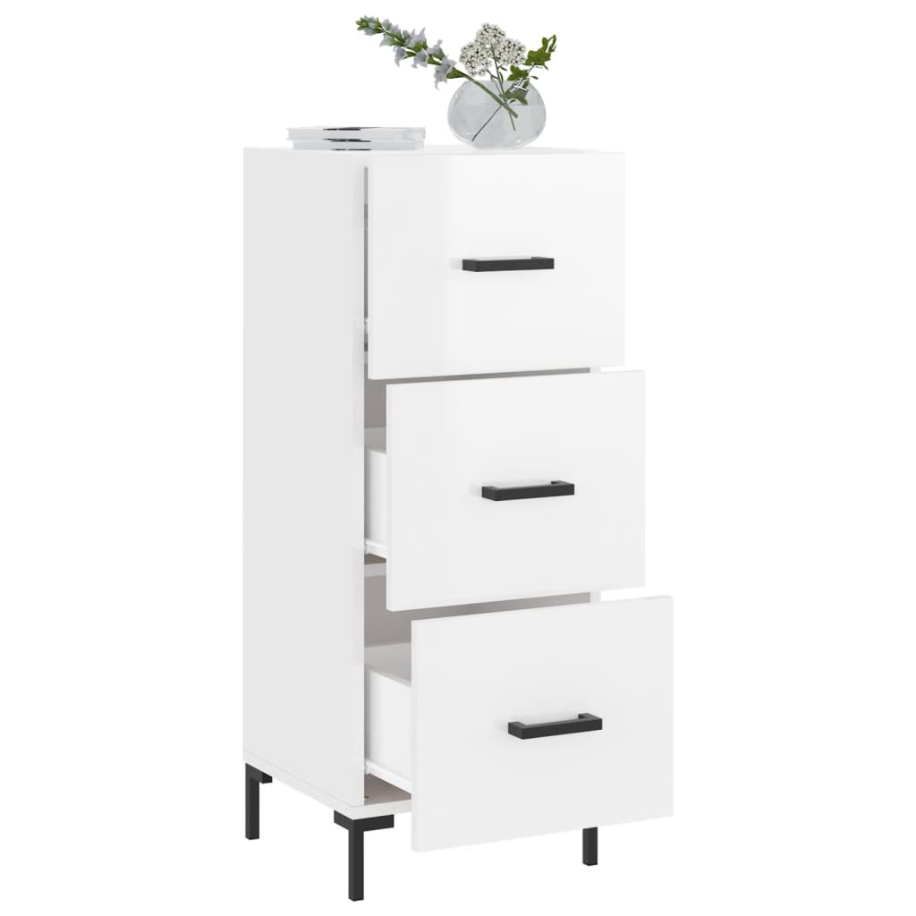Komoda sjajna bijela 34,5 x 34 x 90 cm od konstruiranog drva