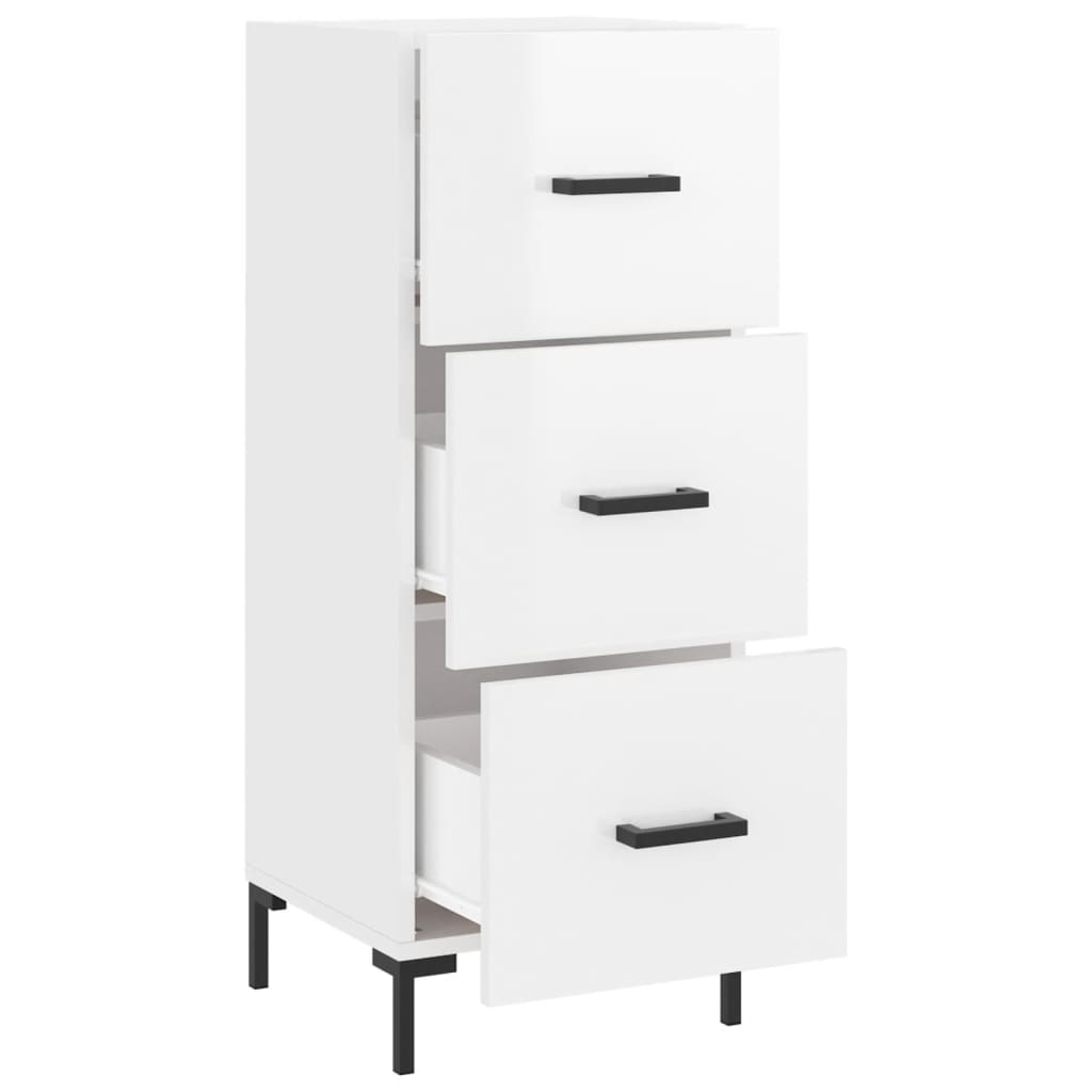 Komoda sjajna bijela 34,5 x 34 x 90 cm od konstruiranog drva