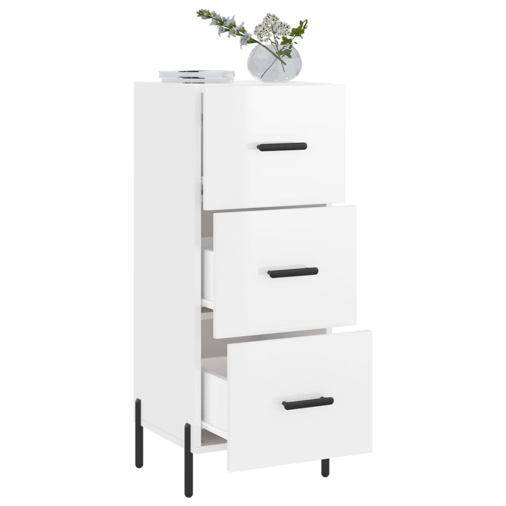 Komoda sjajna bijela 34,5 x 34 x 90 cm od konstruiranog drva