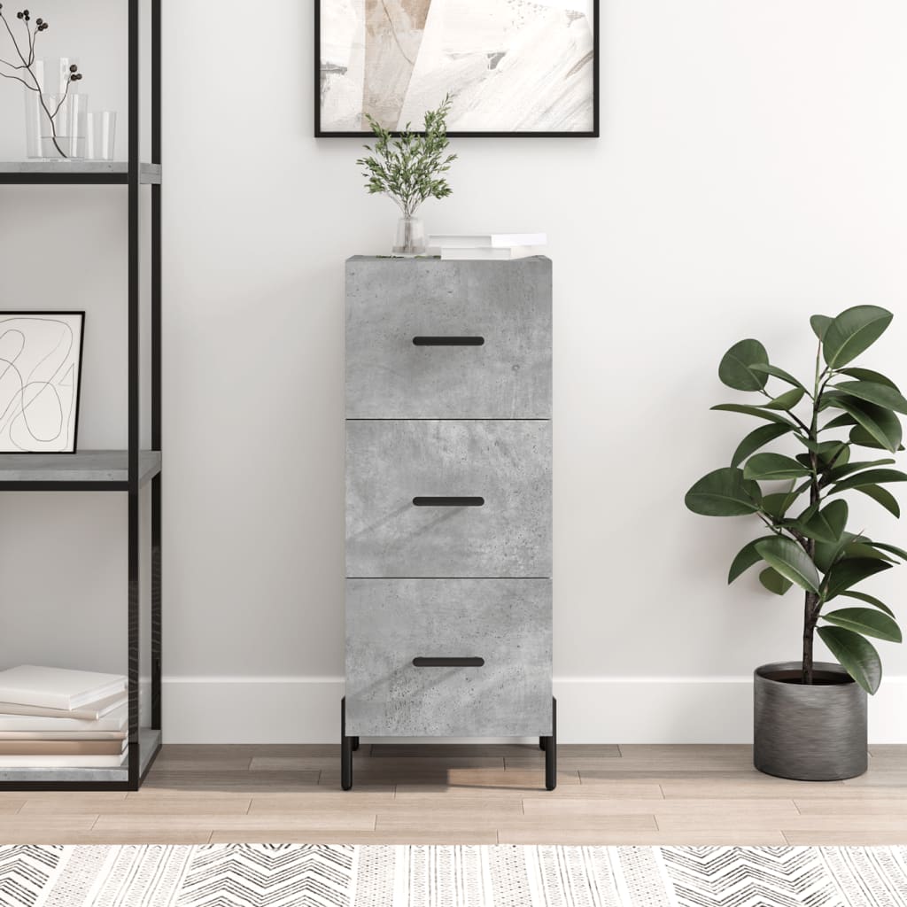 Komoda siva boja betona 34,5x34x90 cm od konstruiranog drva