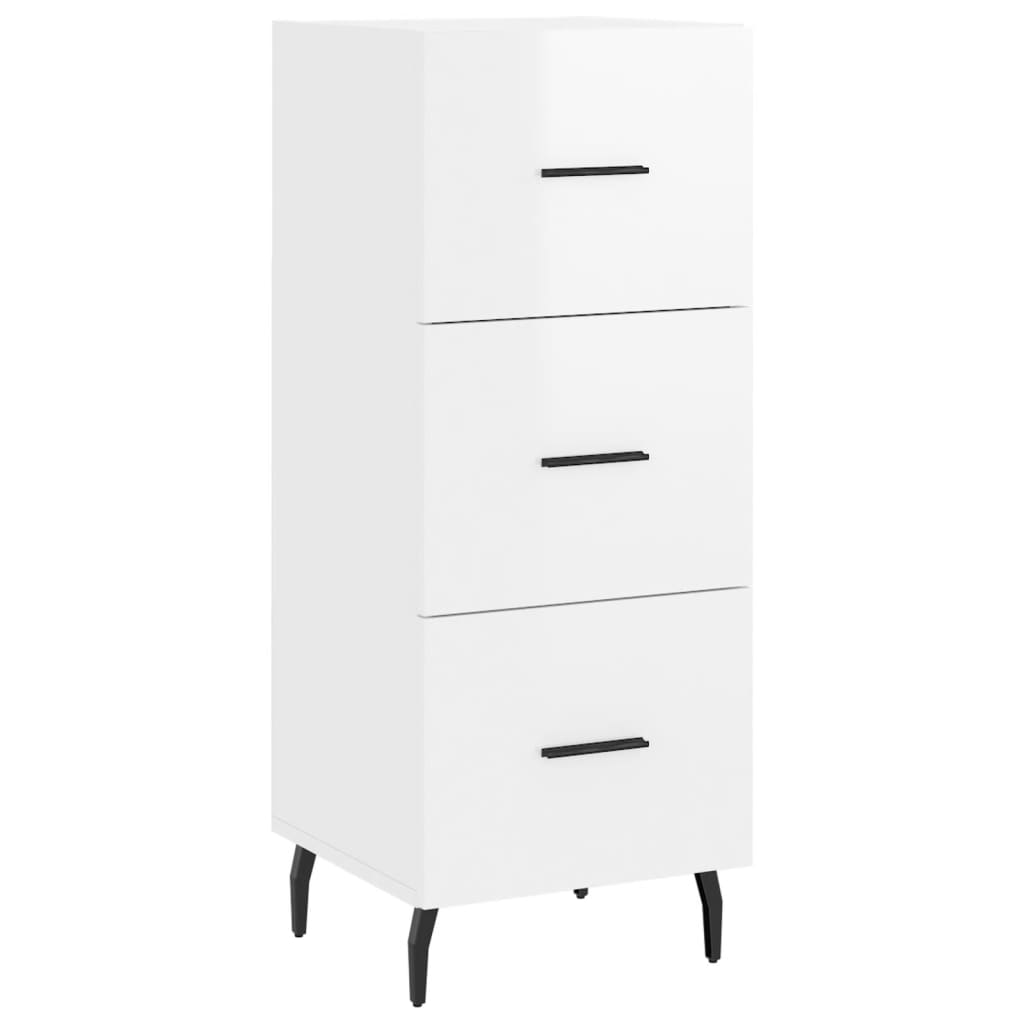 Komoda sjajna bijela 34,5 x 34 x 90 cm od konstruiranog drva