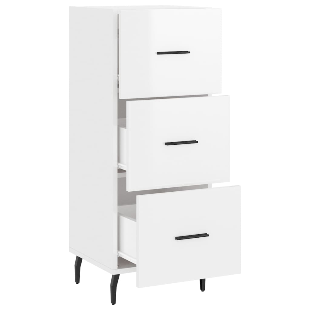 Komoda sjajna bijela 34,5 x 34 x 90 cm od konstruiranog drva