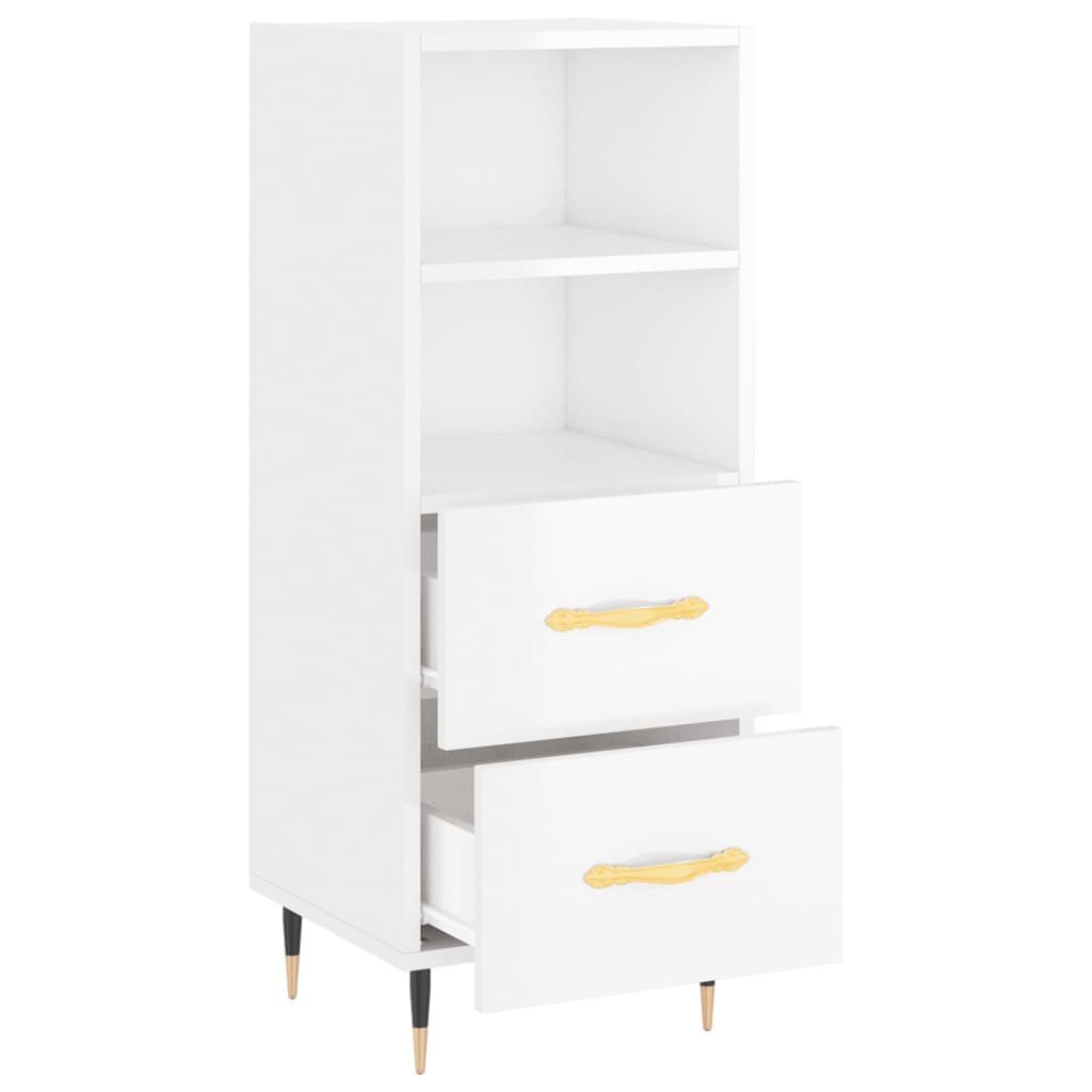 Komoda sjajna bijela 34,5 x 34 x 90 cm od konstruiranog drva