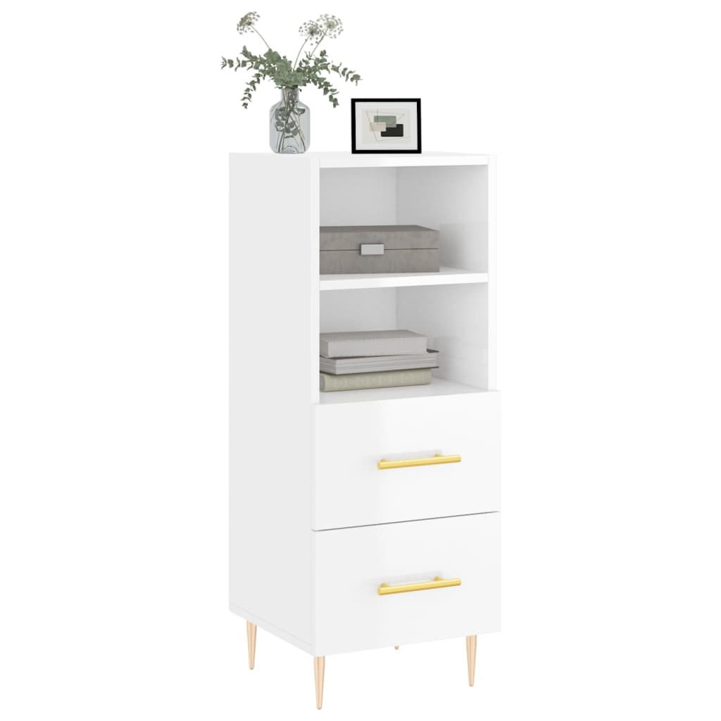 Komoda sjajna bijela 34,5 x 34 x 90 cm od konstruiranog drva