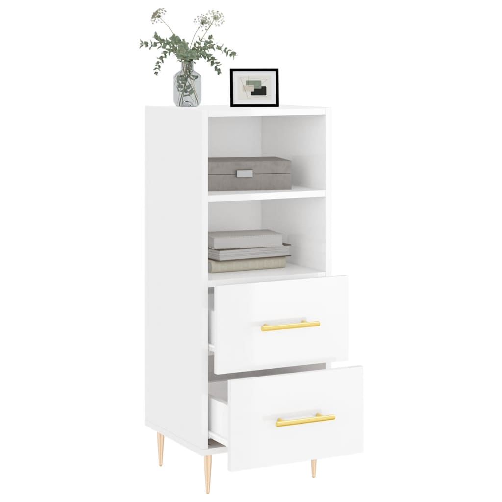 Komoda sjajna bijela 34,5 x 34 x 90 cm od konstruiranog drva