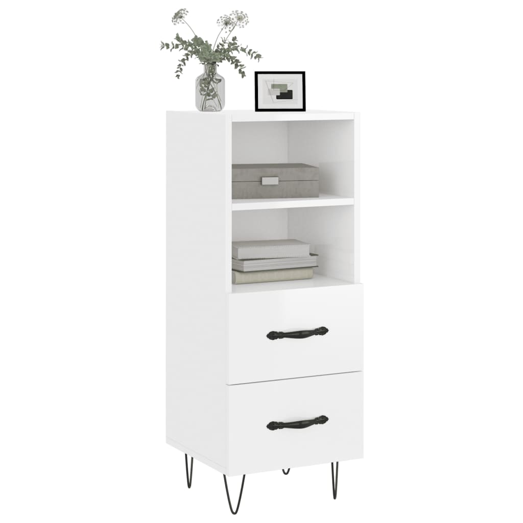 Komoda sjajna bijela 34,5 x 34 x 90 cm od konstruiranog drva