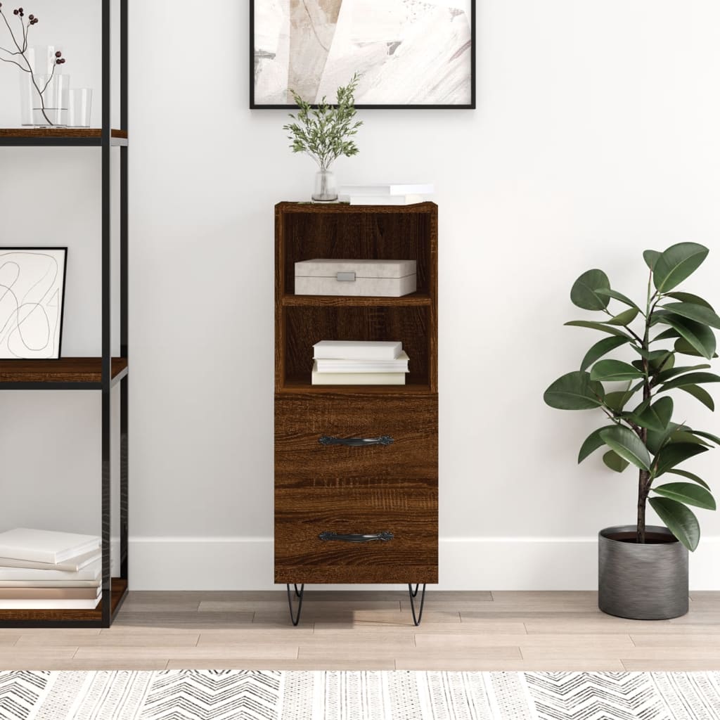 Komoda boja smeđeg hrasta 34,5 x 34 x 90 cm konstruirano drvo