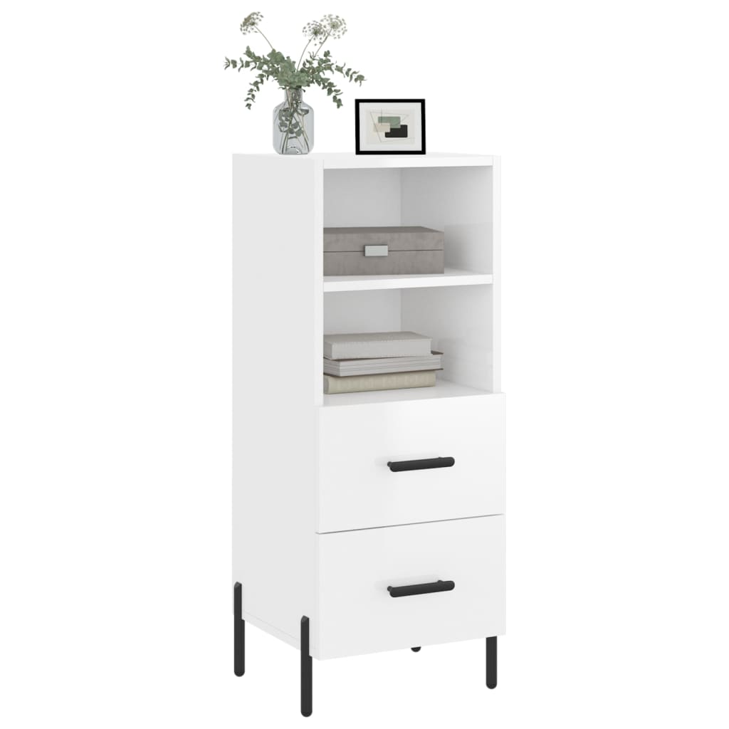 Komoda sjajna bijela 34,5 x 34 x 90 cm od konstruiranog drva