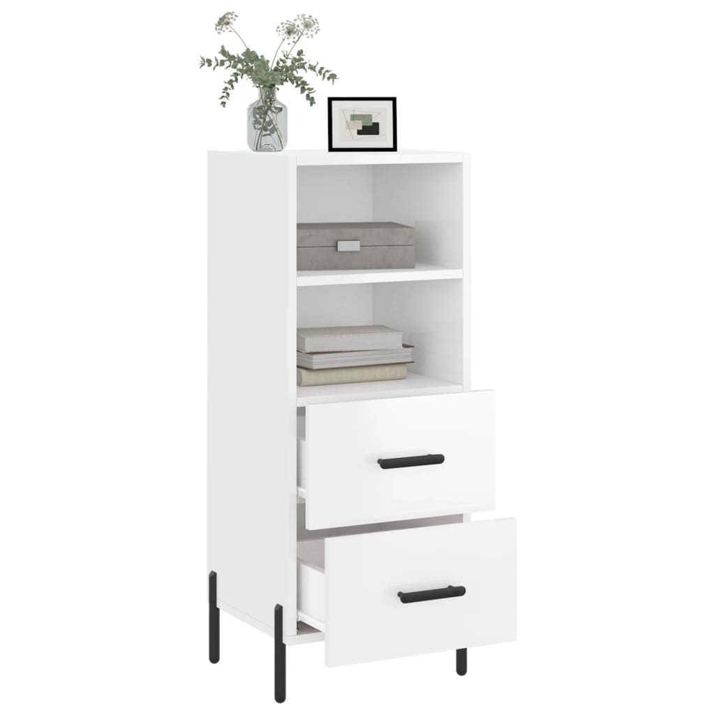 Komoda sjajna bijela 34,5 x 34 x 90 cm od konstruiranog drva