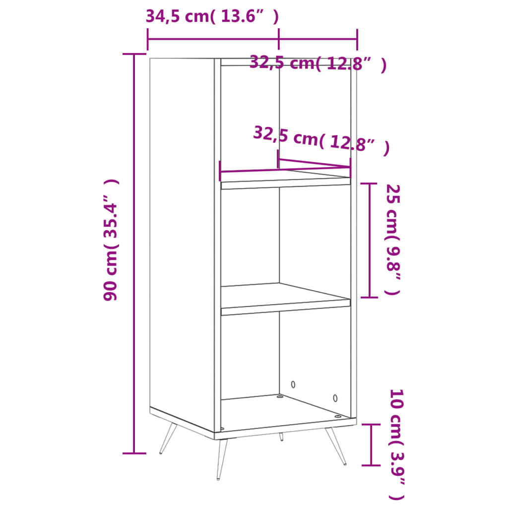 Ormarić s policama bijeli 34,5x32,5x90 cm od konstruiranog drva