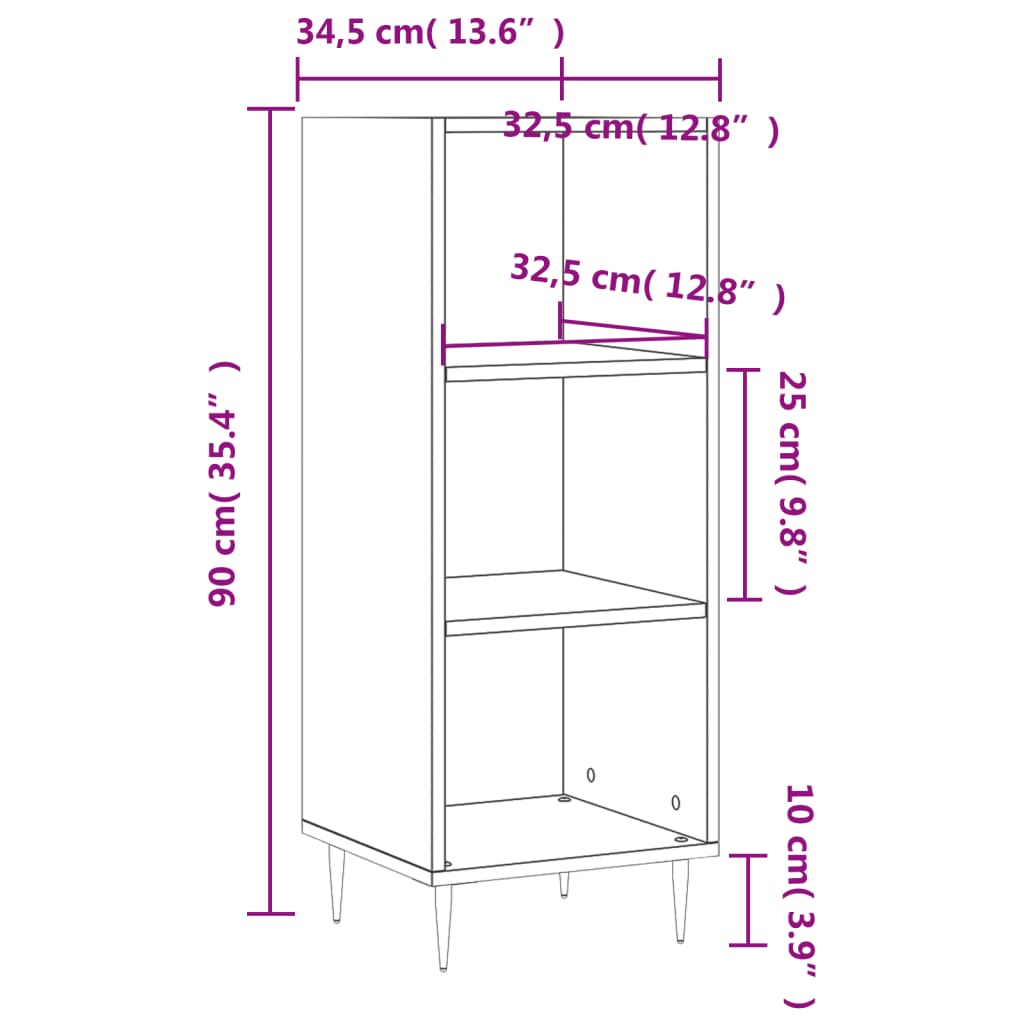 Komoda boja dimljenog hrasta 34,5x32,5x90 cm konstruirano drvo