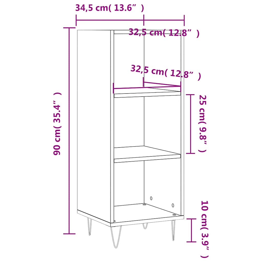 Komoda crna 34,5 x 32,5 x 90 cm od konstruiranog drva