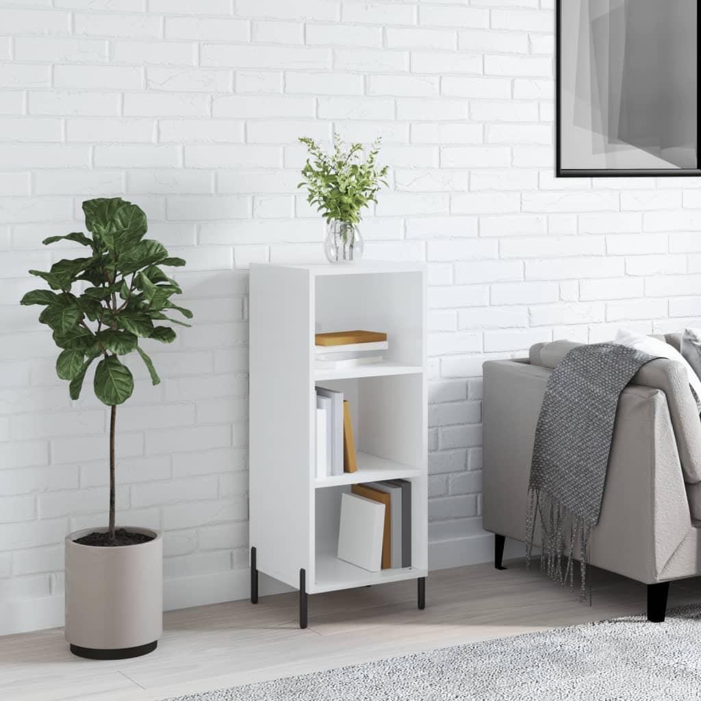 Komoda sjajna bijela 34,5 x 32,5 x 90 cm od konstruiranog drva