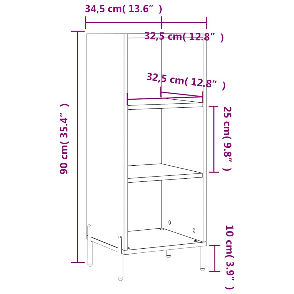 Komoda boja hrasta sonome 34,5x32,5x90 cm konstruirano drvo
