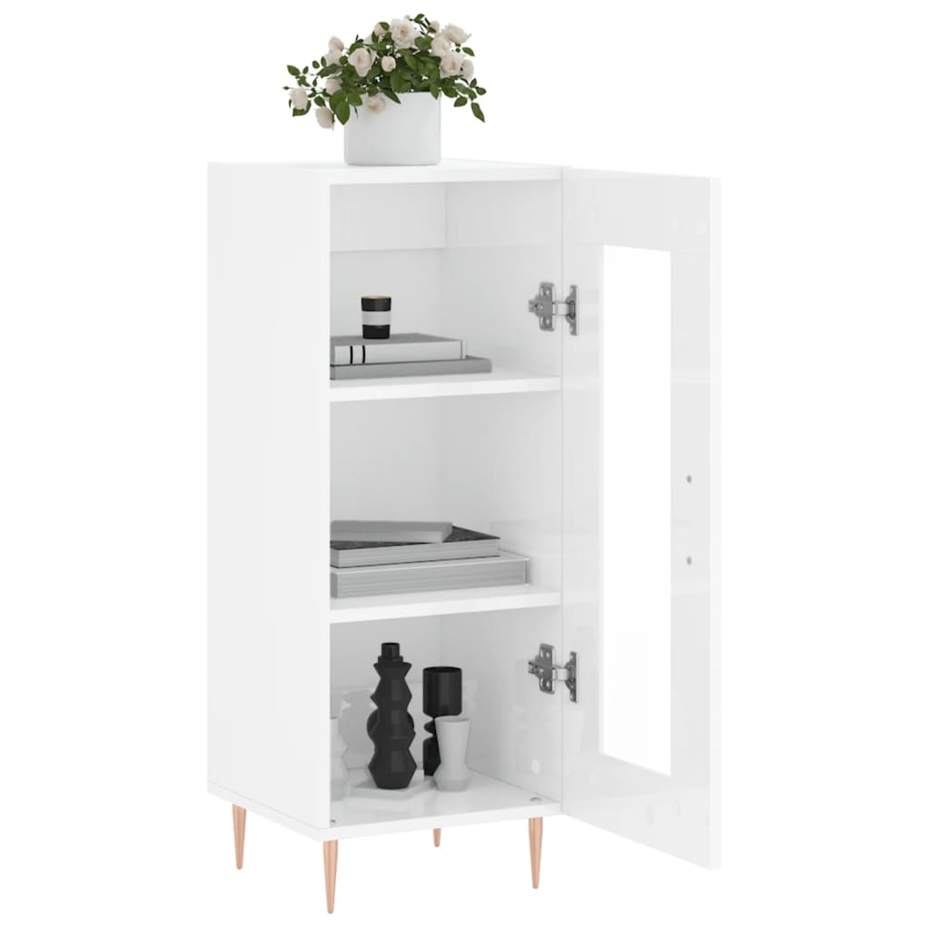 Komoda sjajna bijela 34,5 x 34 x 90 cm od konstruiranog drva