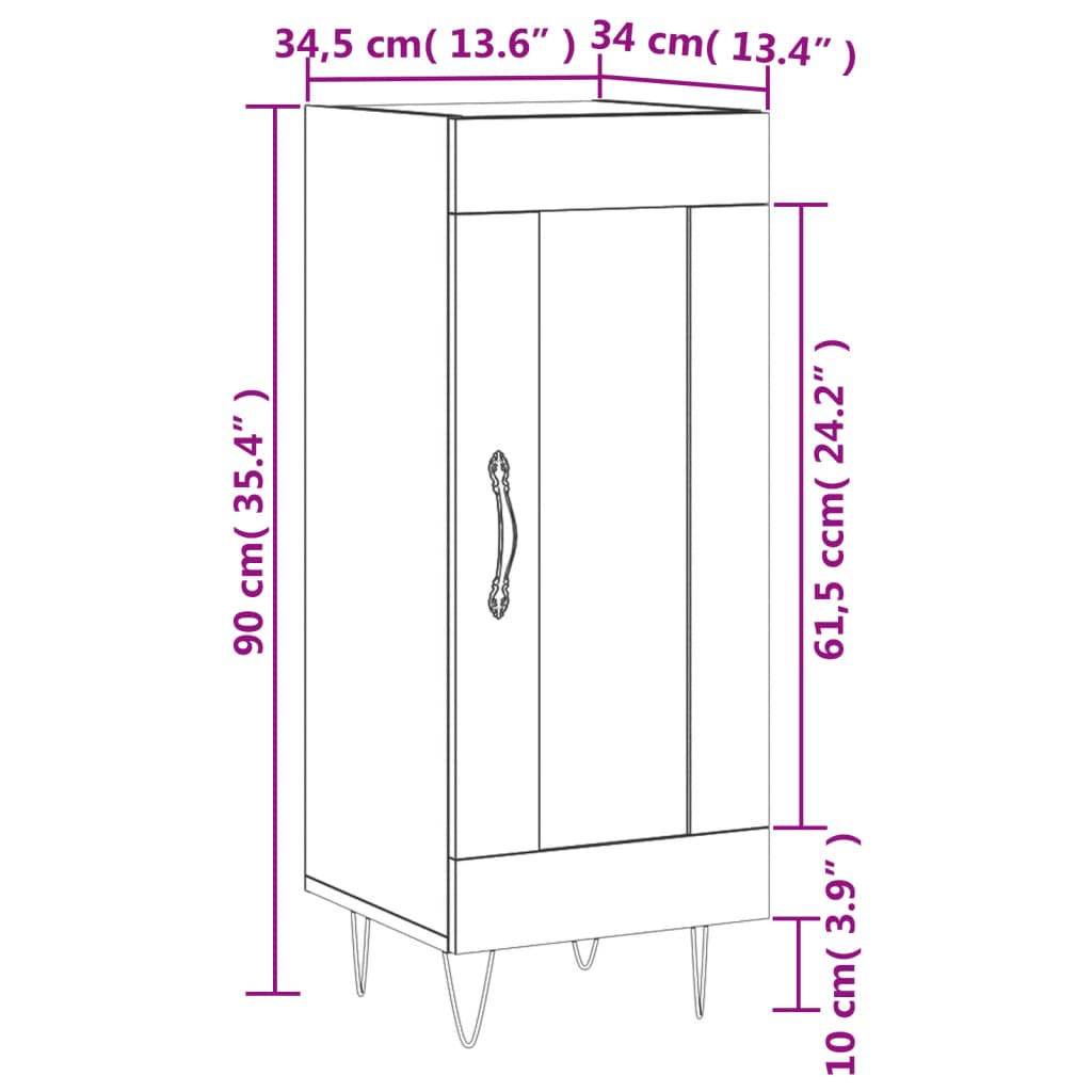 Komoda siva boja betona 34,5x34x90 cm od konstruiranog drva