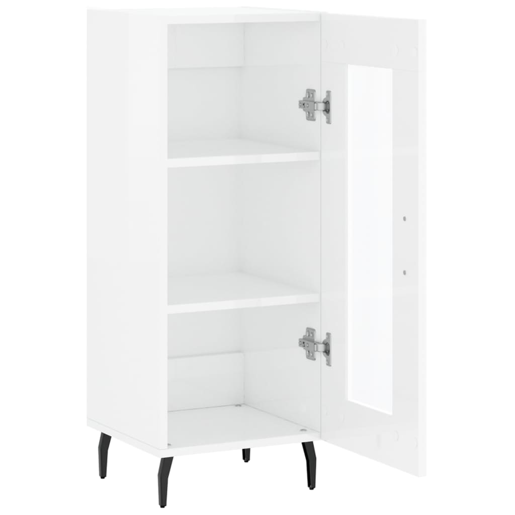 Komoda sjajna bijela 34,5 x 34 x 90 cm od konstruiranog drva