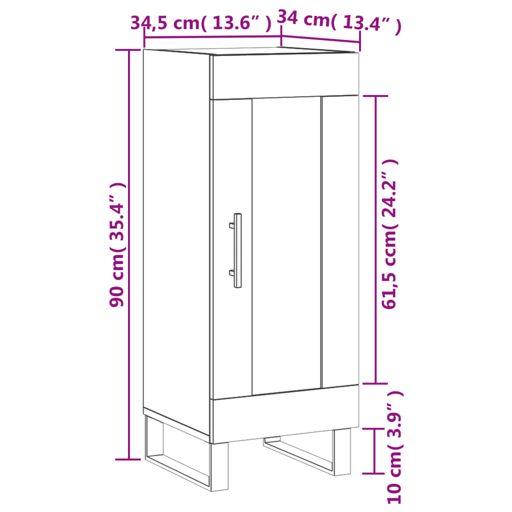 Komoda siva boja betona 34,5x34x90 cm od konstruiranog drva