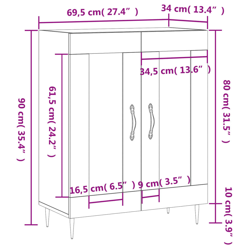Komoda siva boja betona 69,5x34x90 cm od konstruiranog drva