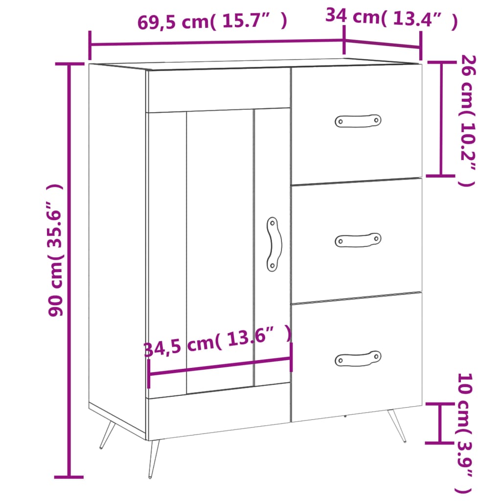 Komoda siva boja betona 69,5x34x90 cm od konstruiranog drva