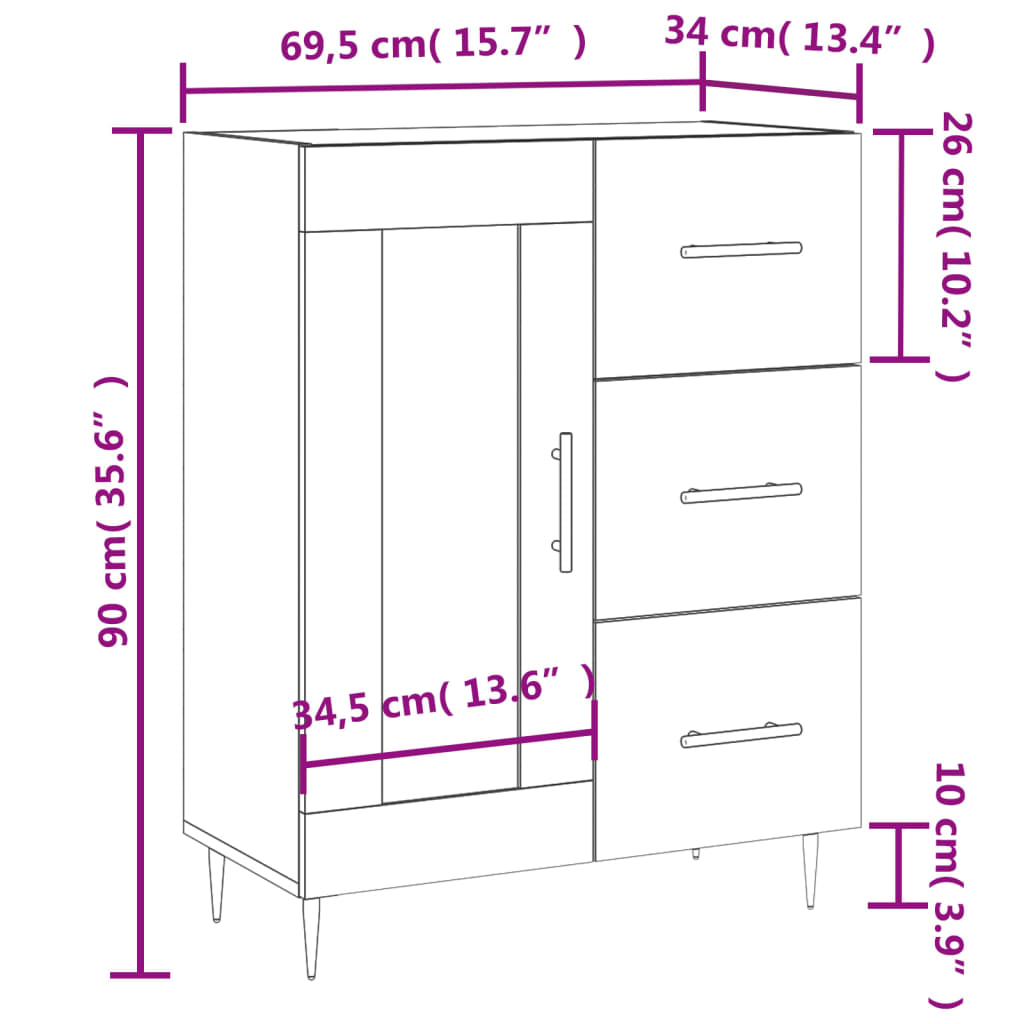 Komoda siva boja betona 69,5x34x90 cm od konstruiranog drva