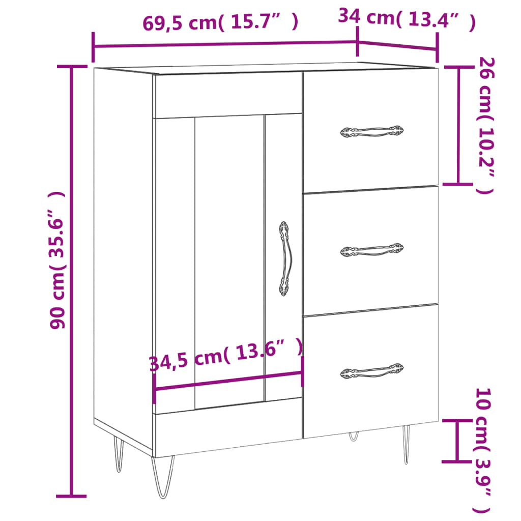 Komoda boja hrasta sonome 69,5x34x90 cm od konstruiranog drva