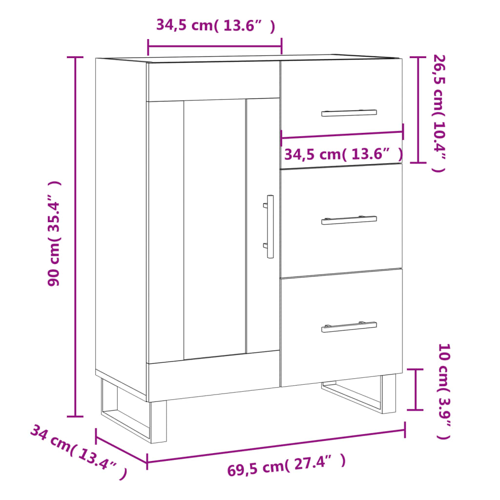 Komoda siva boja betona 69,5x34x90 cm od konstruiranog drva