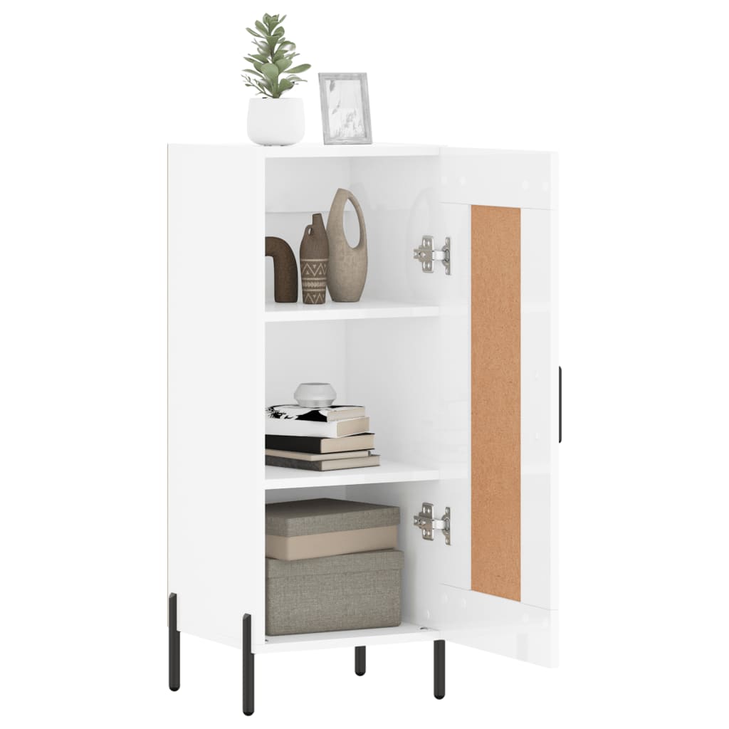 Komoda sjajna bijela 34,5 x 34 x 90 cm od konstruiranog drva
