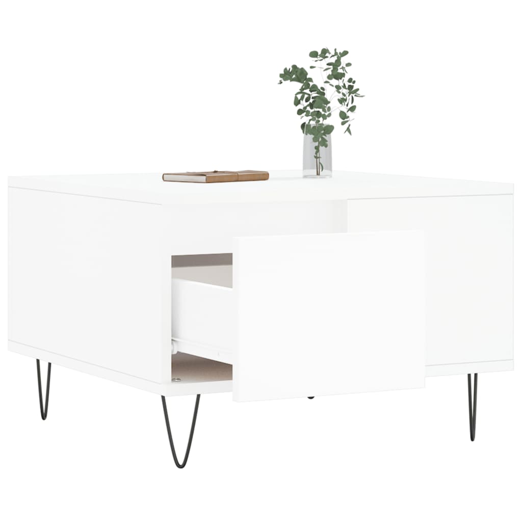 Stolić za kavu bijeli 55 x 55 x 36,5 cm od konstruiranog drva