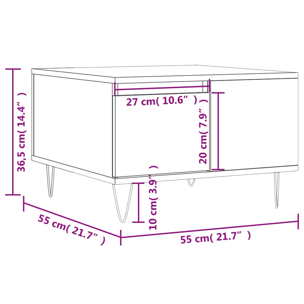 Stolić za kavu boja hrasta 55x55x36,5 cm konstruirano drvo