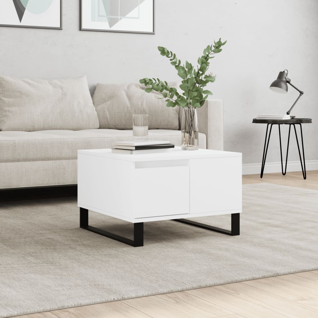 Stolić za kavu bijeli 55 x 55 x 36,5 cm od konstruiranog drva